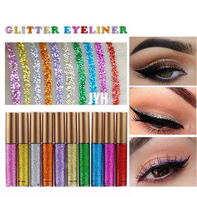 MSDS 10PCS/Reeks schitteren Oogvoering voor Vrouwen Gemakkelijk om Met pigment gekleurd Rood Witgoud te dragen de Vloeibare Eyeliner Make-up schittert