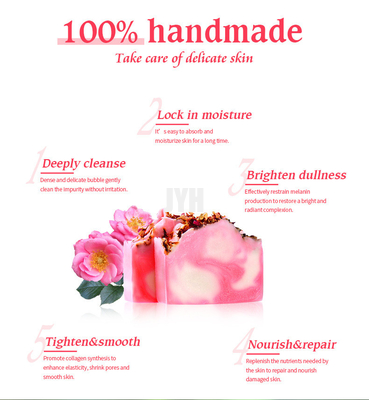 100 g geurige essentiële olie gezichtszeep rozenblaadjes koudproceszeep